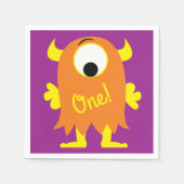Monster Cute Funny 1st Birthday Party Thema Servet (Voorkant)