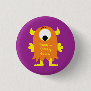 Monster Cute Funny Kinderen Birthday Thema Ronde Button 3,2 Cm