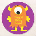 Monster Cute Funny Kinderen Birthday Thema Ronde Kartonnen Onderzetter<br><div class="desc">Viel je eerste verjaardag van je kleine monsters met dit schattige thema! Ideaal voor een kleine jongen of een meisje die er een draait. Dit grappige kind verjaardagsthema heeft allerlei monsters die perfect zijn voor een 1e verjaardagsfeestje!</div>