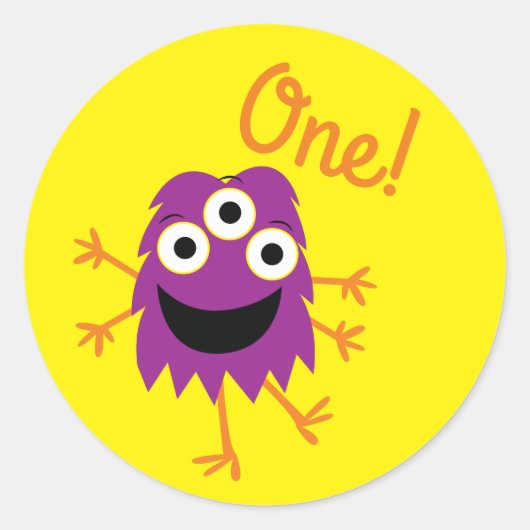Monster Cute Funny Kinderen Birthday Thema Ronde Sticker (Voorkant)