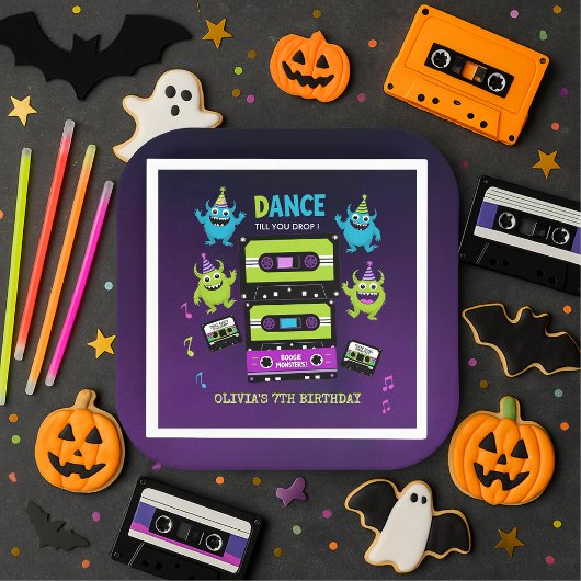 Monster Dance Party Verjaardag | Neon Boogie Servet