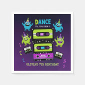 Monster Dance Party Verjaardag | Neon Boogie Servet (Voorkant)