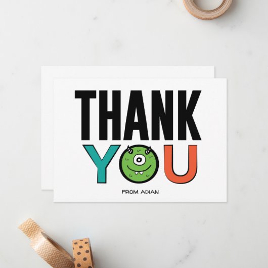 Monster dank u platte Kaart Notitiekaartje (Voorkant / Achterkant in situ)