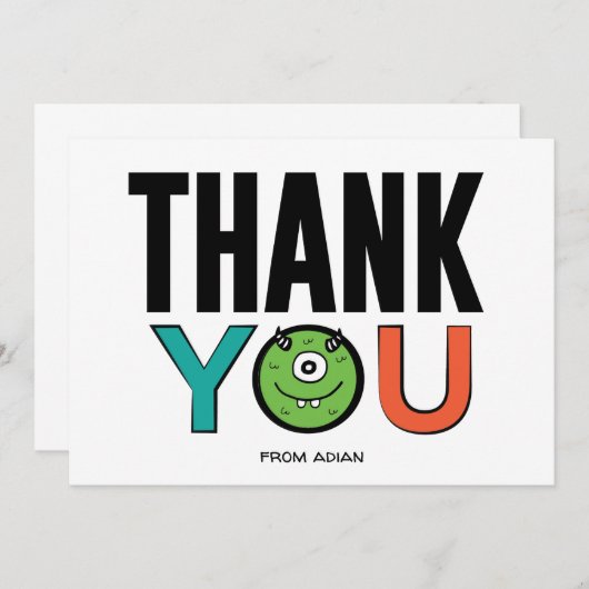 Monster dank u platte Kaart Notitiekaartje (Voorkant / Achterkant)