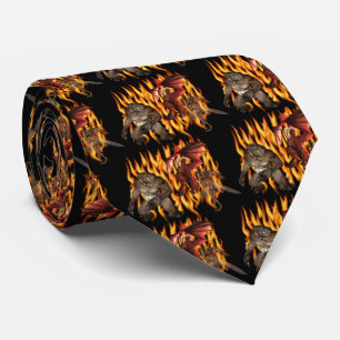 Monster Demon Gremlin Flames Halloween Stropdas