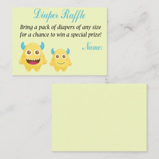 Monster Diaper Raffle Tickets (Voorkant / Achterkant)