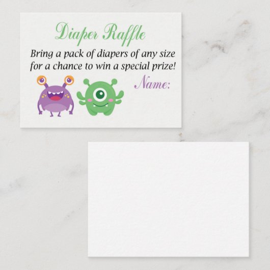 Monster Diaper Raffle Tickets (Voorkant / Achterkant)