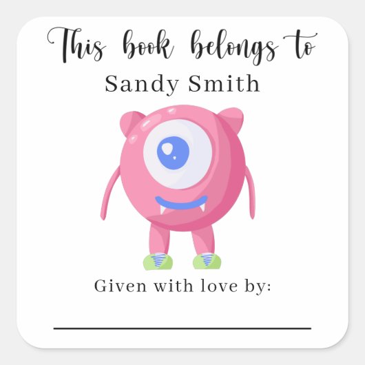 Monster - Dit boek hoort bij met bericht Vierkante Sticker (Voorkant)