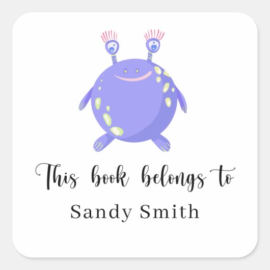 Monster - Dit boek is van Vierkante Sticker (Voorkant)