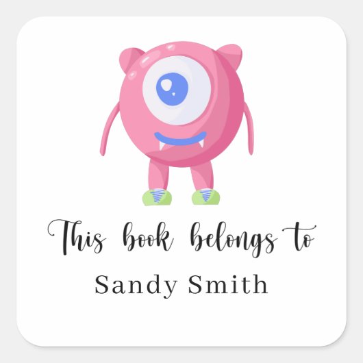 Monster - Dit boek is van Vierkante Sticker (Voorkant)