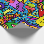 Monster Doodle Patroon Cadeaupapier (Hoek)