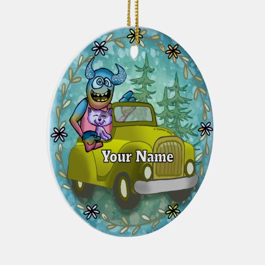 Monster Driving Car Keramisch Ornament (Rechts)