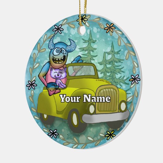 Monster Driving Car Keramisch Ornament (Links)