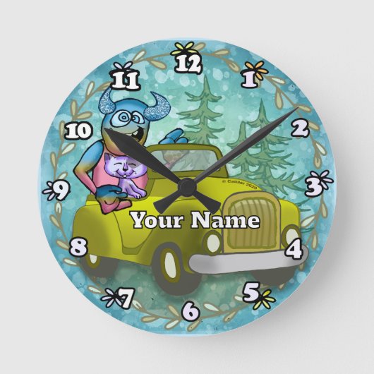 Monster Driving Car Ronde Klok (Voorkant)