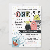 Monster Een Jaar Oud Verjaardag Uitnodiging (Voorkant)