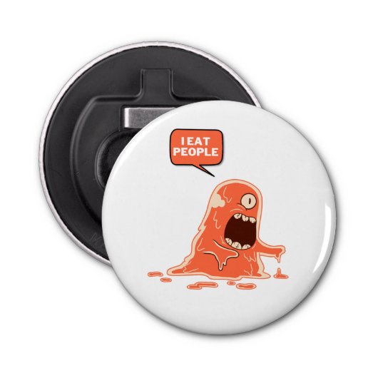 Monster eet mensen button flesopener (Voorkant)