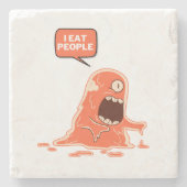 MONSTER EET MENSEN STENEN ONDERZETTER (Voorkant)