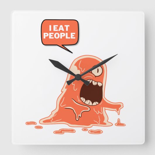 Monster eet mensen vierkante klok (Voorkant)
