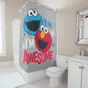 Monster & Elmo van het koekje ja, ben ik Douchegordijn