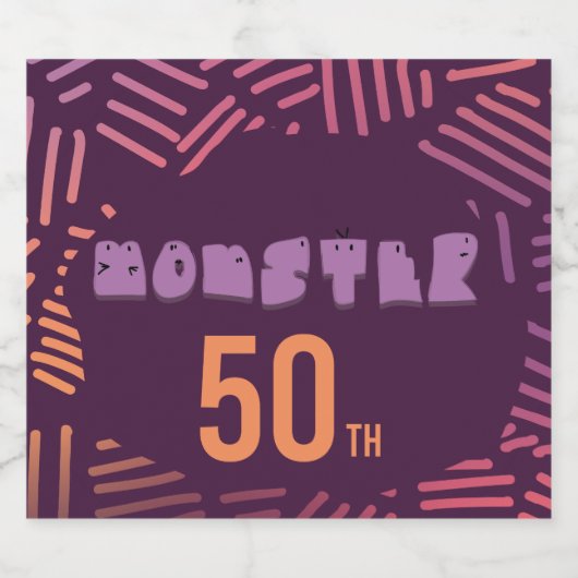 Monster en hand getrokken patronen sparkling wijnetiket (Enkel label)