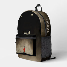 Monster en het kind in rode jurk bedrukte rugzak