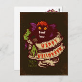 Monster en oud lintje voor Halloween Briefkaart (Voorkant / Achterkant)