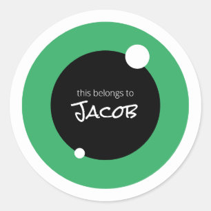 Monster Eye Custom Name School bezittingen Ronde Sticker