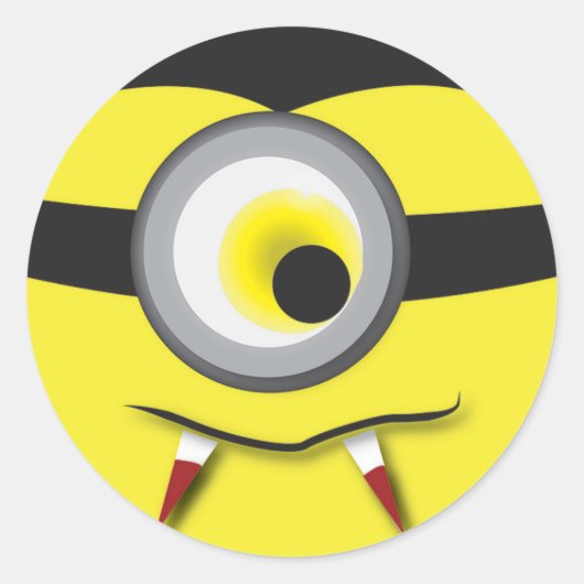 Monster Eye met fangs Ronde Sticker (Voorkant)