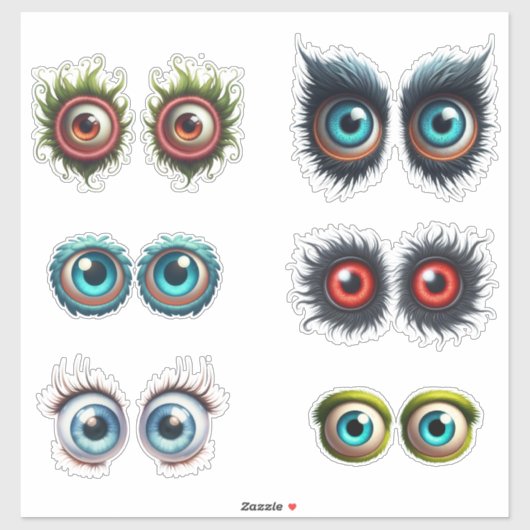 Monster Eye Set op maat gesneden vinyl Sticker (Vel)