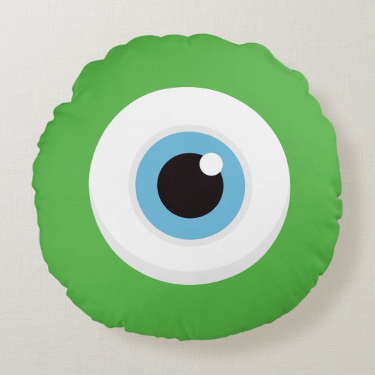 Monster eye throw kussen - rond en groen (Voorkant)