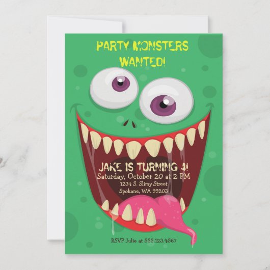 Monster Face Party Monsters Gezochte Birthday Part Kaart (Voorkant)