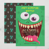 Monster Face Party Monsters Gezochte Birthday Part Kaart (Voorkant / Achterkant)