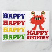 Monster Fantastische kaart 8 x 11 Happy Birthday (Binnen)