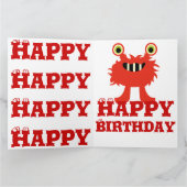Monster Fantastische kaart 8 x 11 Happy Birthday (Binnen)