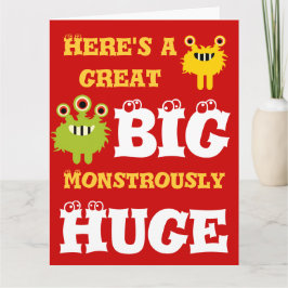 Monster Fantastische kaart 8 x 11 Happy Birthday
