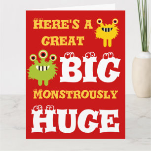 Monster Fantastische kaart 8 x 11 Happy Birthday
