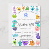 Monster Fifth Birthday Party Kaart (Voorkant)