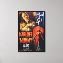 Monster Film Poster De Mummie Canvas Afdruk