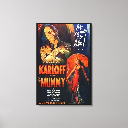 Monster Film Poster De Mummie Canvas Afdruk (Voorkant)