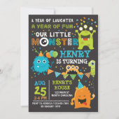 Monster First Birthday Invitation, Monster Invite Kaart (Voorkant)