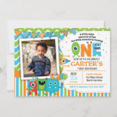 Monster First Birthday Invitations Kaart (Voorkant)