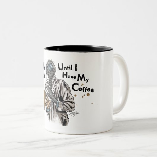 Monster Fly Ik ben niet zelf Tweekleurige Koffiemok (Voorkant rechts)