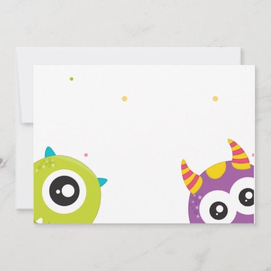 Monster Foto 1st Birthday Boy Little Monsters Kaart (Achterkant)
