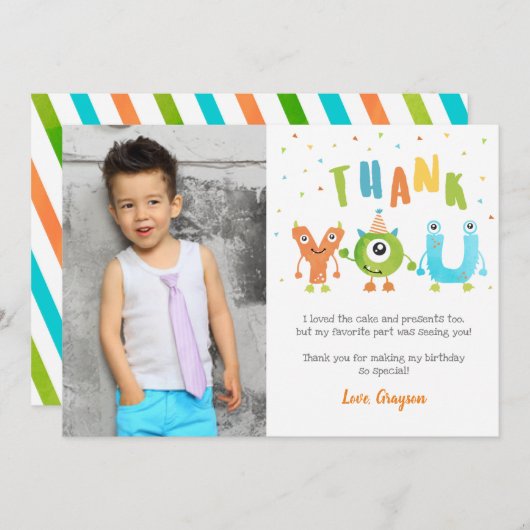 Monster Foto van Birthday Party Kaart (Voorkant / Achterkant)