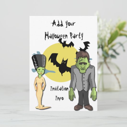 Monster Frankenstein van de uitnodigingen van de H (Staand voorkant)