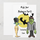 Monster Frankenstein van de uitnodigingen van de H (Voorkant / Achterkant)