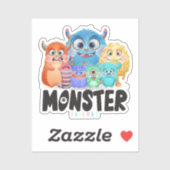 Monster Friends | 2"x 2" — Glanzend transparant Sticker (Vel)