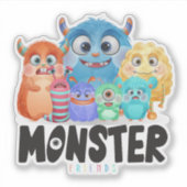 Monster Friends | 4 x 4 inch — Glanzend transparan Sticker (Voorkant)