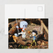 Monster Fubby op schommel. Briefkaart (Voorkant / Achterkant)