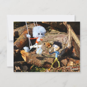 Monster Fubby op schommel. Briefkaart